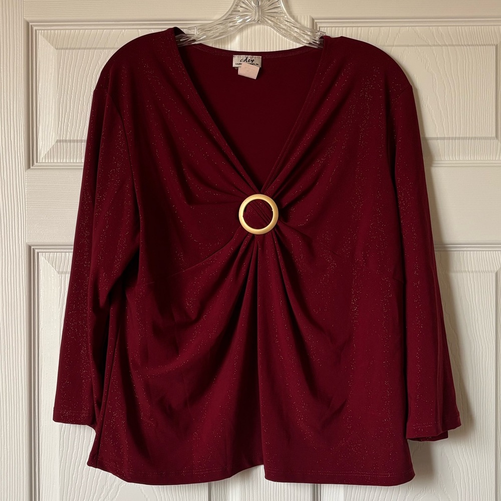 Shimmery Red Quarter Sleeve Top